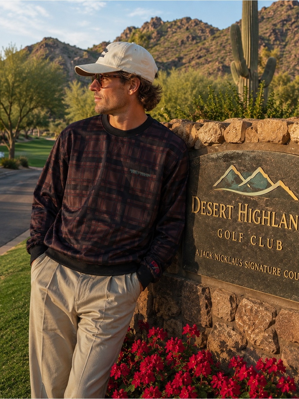 Vintage Cutter & Buck Desert Highlands Golf Club Plaid Windshirt Men's M